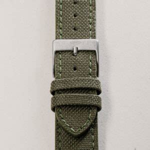 Khaki Green Canvas Leather Watch Strap Amsterdam Watch Company