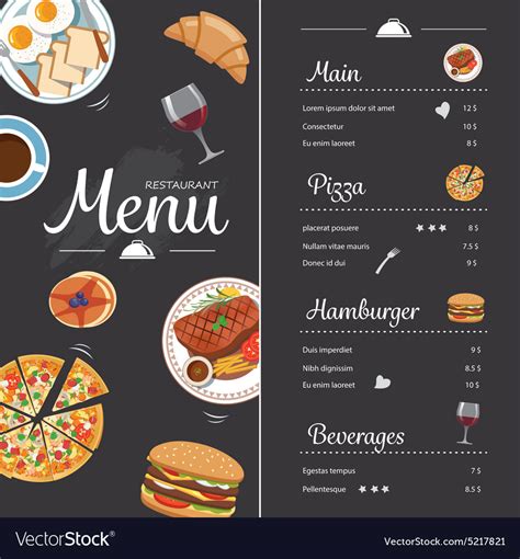 Restaurant food menu design with chalkboard Vector Image