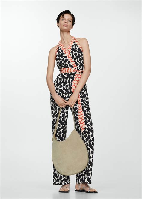 Printed Jumpsuit With Bow Woman Mango Malaysia