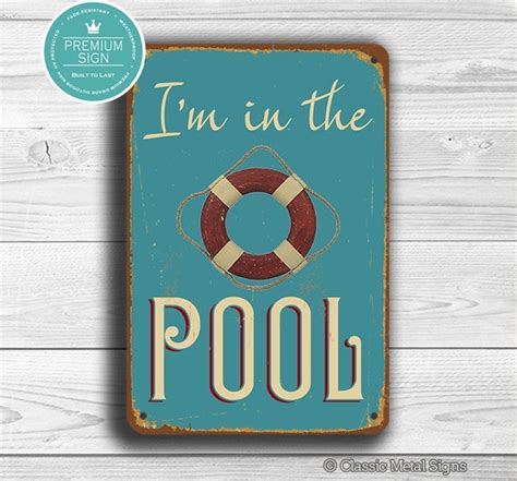 I'm in the POOL SIGN Pool Signs Vintage Style Pool Sign | Etsy