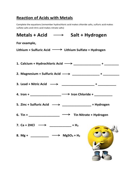 Metals And Acids Worksheet | Hot Sex Picture