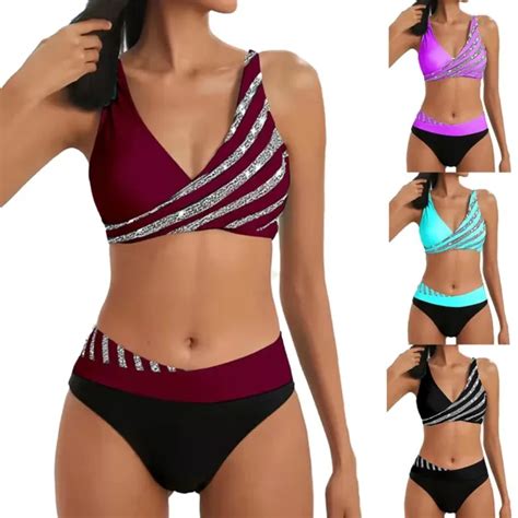 ENSEMBLE BIKINI TRIANGLE rayé deux pièces maillots de bain femmes pour