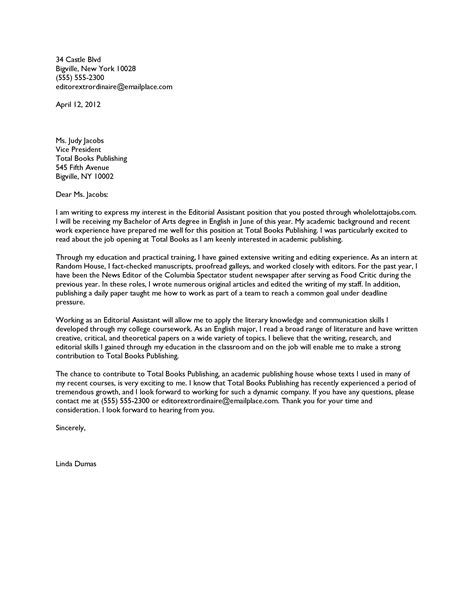 Publishing Cover Letter Example Williamson