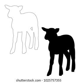 Vector Isolated Silhouette Lamb Stock Vector (Royalty Free) 1025757355 ...