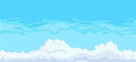 Pixel Art Sky Background With Clouds Cloudy Blue Sky 8bit Stock ...