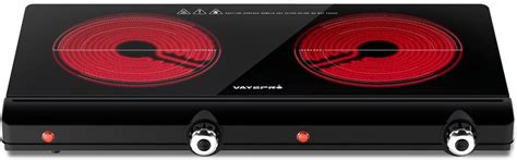 Electric Hot Plate For Cooking Infrared Double Burner Electric Cooktop 2 Burner 1800W Portable