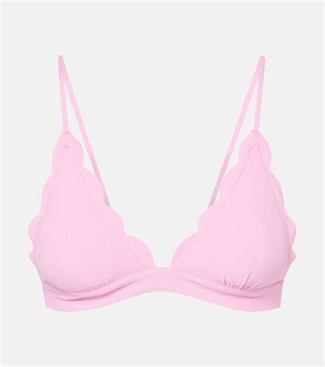 Santa Clara Scalloped Bikini Top In Pink Marysia Mytheresa