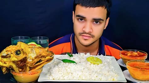 Asmr Eating 😱 King Goat 🐐 Head Roast 🍛 Vegetable Curry 🥘 With Rice 🍚 Yummy 😋 Mukbang