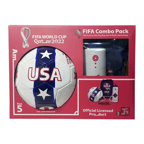 FIFA World Cup 4pc Combo Soccer Set, Size 5 Soccer Ball, USA Flag Print ...