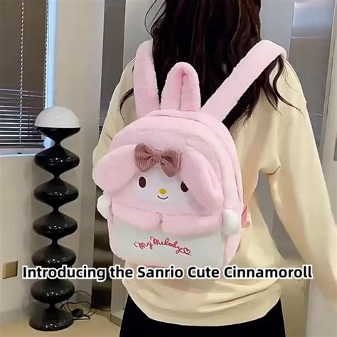 Sanrio Cute Cinnamoroll Kuromi Melody Cartoon Plush Backpack Large Capacity Backpack School