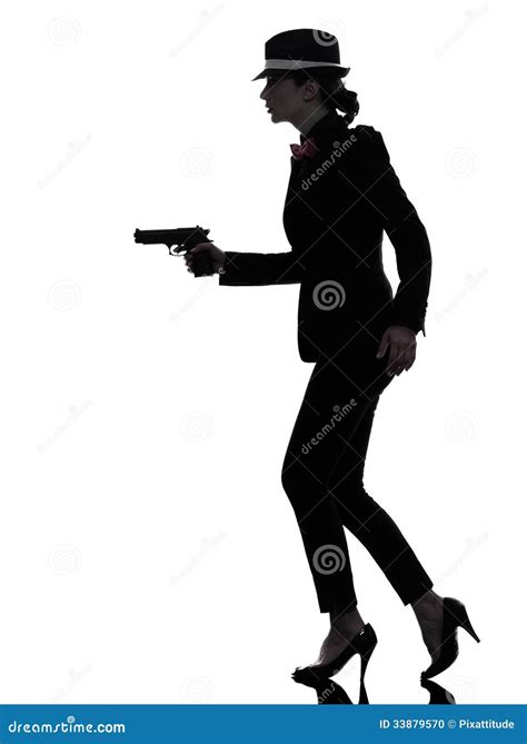 Woman Gun Gangster Killer Silhouette Stock Photo Image Of Formal