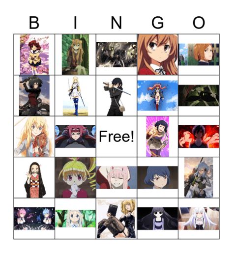 anime bingo Card