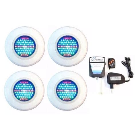 Kit Refletor Para Piscina 4 Led 45 Colorido Comando Pooltec Submarino