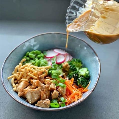 Chicken Buddha Bowl with Satay Sauce - VJ Cooks