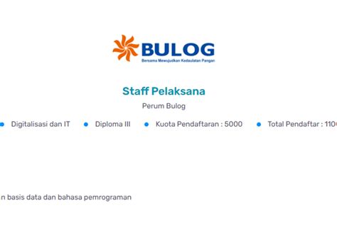 Lowongan Perum Bulog Di Rekrutmen Bersama Cek Posisi Dan Kuotanya