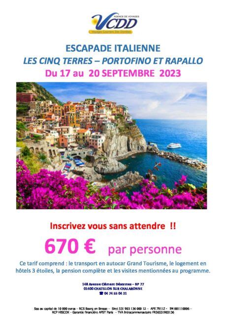 PROMO CINQ TERRES 2023 Affiche A4 Voyages Courriers Des Dombes