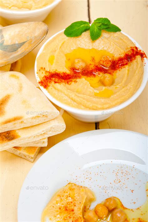 Hummus with pita bread Stock Photo by keko64 | PhotoDune