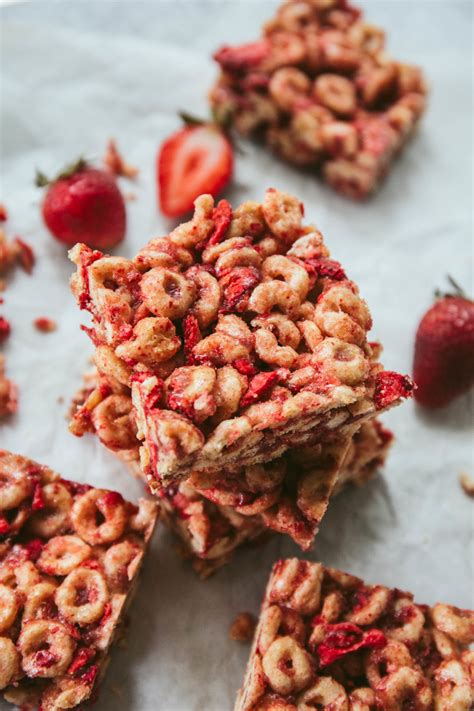 Strawberry Cereal Bars Only 5 Ingredients Love Chef Laura