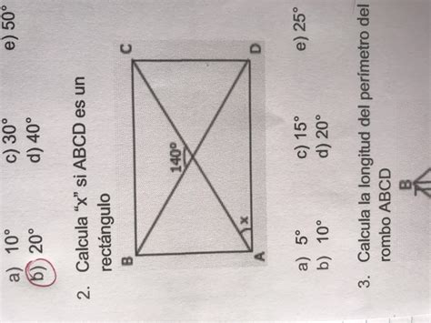 Calcula x si ABCD es un rectángulo D Brainly lat