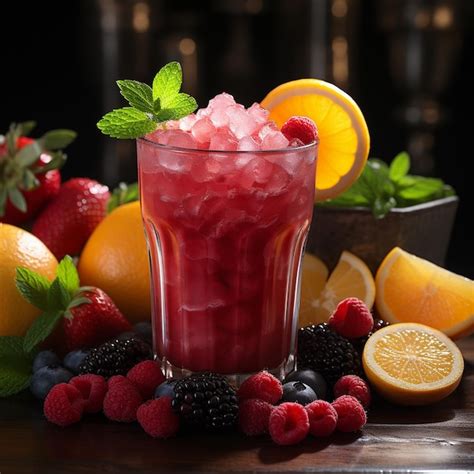 Premium Ai Image Glass With Fresh Fruit Juice