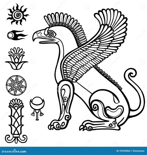Image Of Assyrian Winged Animal. Vector Illustration | CartoonDealer