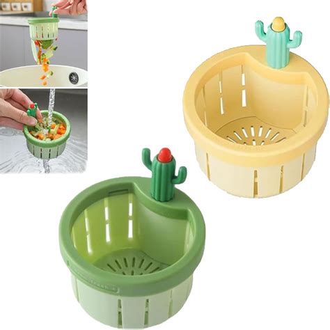 Cactus Kitchen Sink Drain Strainer Press Automatic Dumping Basket