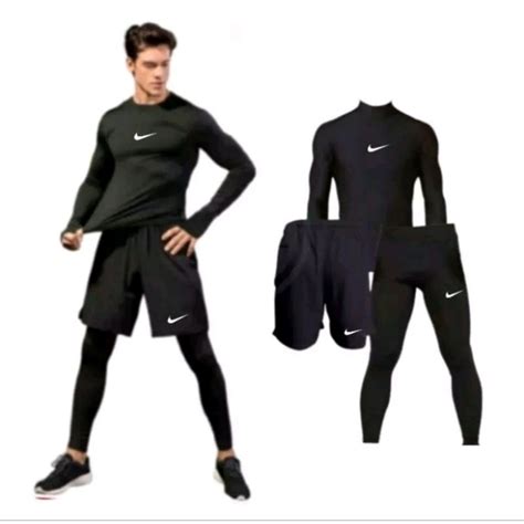 Jual Full Set Baju Legging Celana Pendek Olahraga Pria Manset Baselayer