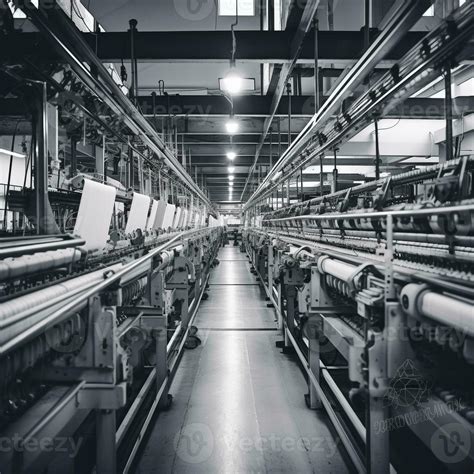 Modern Textile Factory With Automated Looms Weaving Patterns 28652725