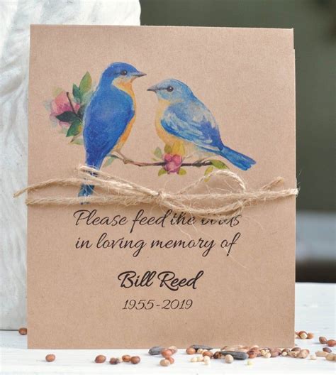 Funeral Favor Blue Bird Memorial Seeds Celebration Of Life Etsy