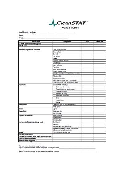 Cleaning Audit Form Examples Format Pdf