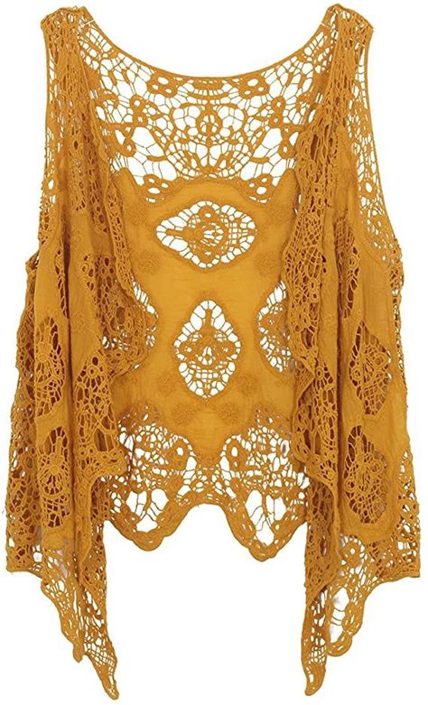 Jastie Women Open Stitch Cardigan Boho Sleeveless Hippie Summer Hollow