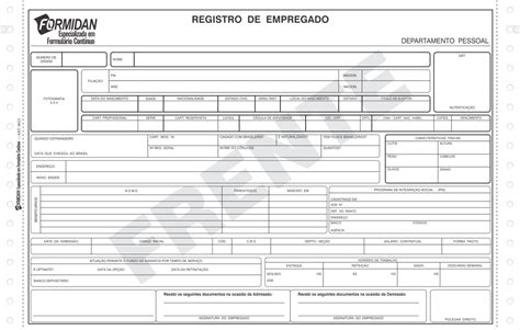 Registro De Empregado Formidan Formul Rio Cont Nuo