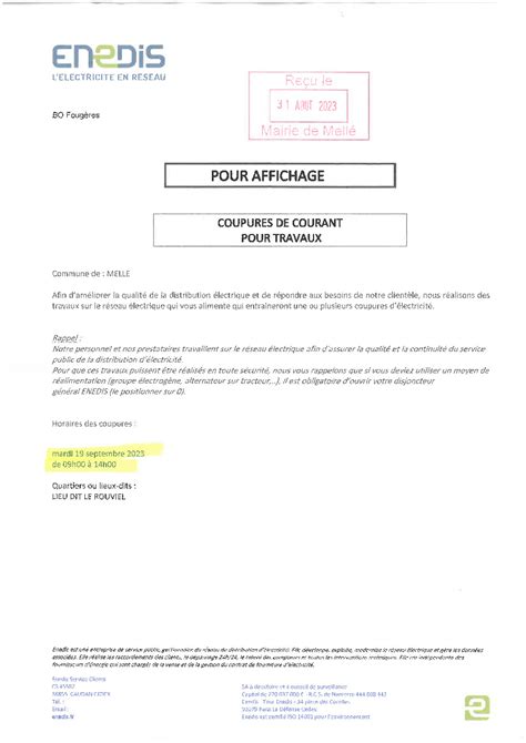 Actualit S Enedis Coupures De Courant Pour Travaux Actualit