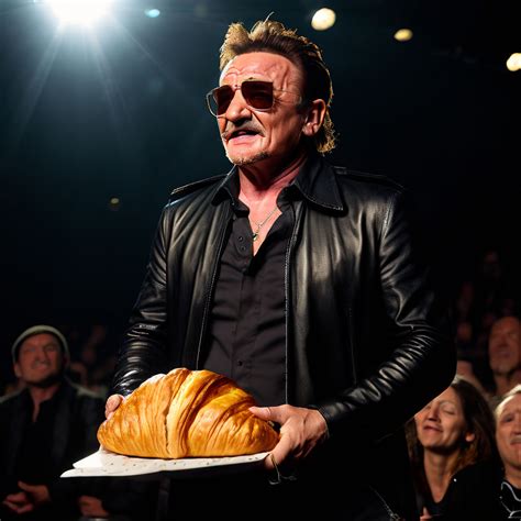 Bono singing on stage grabbing a huge croissant by Andy McKee NZ ...