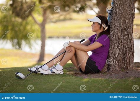 Beautiful Golfer Taking A Break Stock Image Image Of Break Club