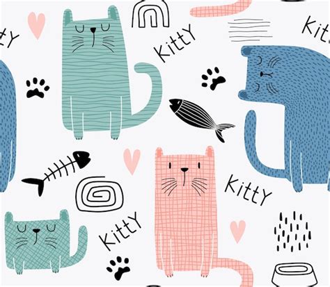 Premium Vector Seamless Pattern With Cute Cats