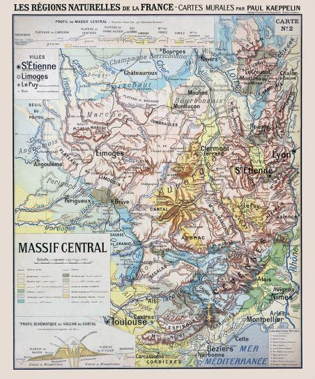 Carte Paul Kaeppelin Les Regions Naturelles De La France Massif