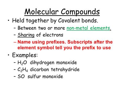 Covalent Compounds Examples And Uses