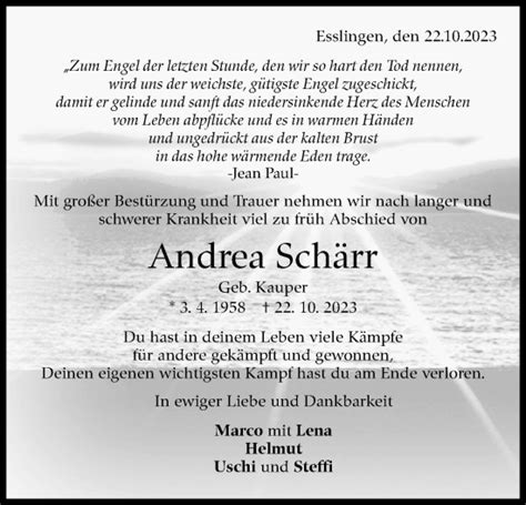 Traueranzeigen von Andrea Schärr zeit des gedenkens de