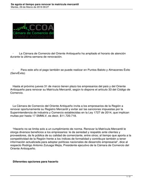 Se agota el tiempo para renovar la matrícula mercantil