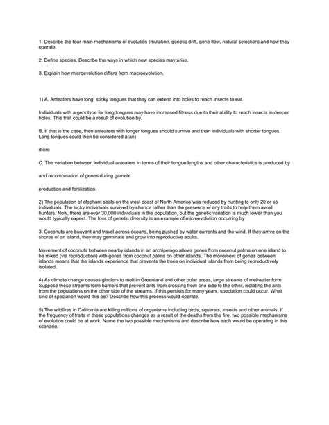 1- Describe the four main mechanisms of evolution (mutation- genetic d.docx