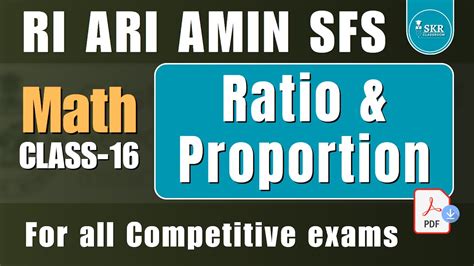 OSSSC RI ARI Amin SFS LI Mathematics Ratio And Proportion Part 01