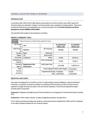 Fillable Online Erc Undp UNDP GEF Terminal Evaluation Terms Of