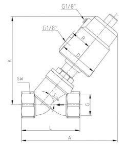 Valvula Asiento Inclinado Con Actuador Neumatico De Simple Efecto Ref