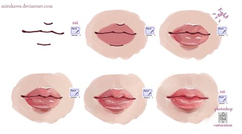 Lips Tutorial By Mirukawa Deviantart On DeviantART Digital