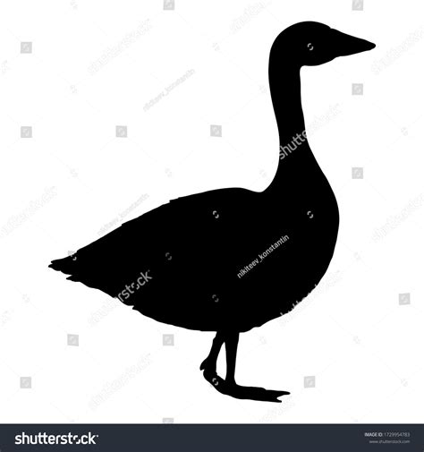 Vector Black Silhouette Goose Stock Vector (Royalty Free) 1729954783 ...