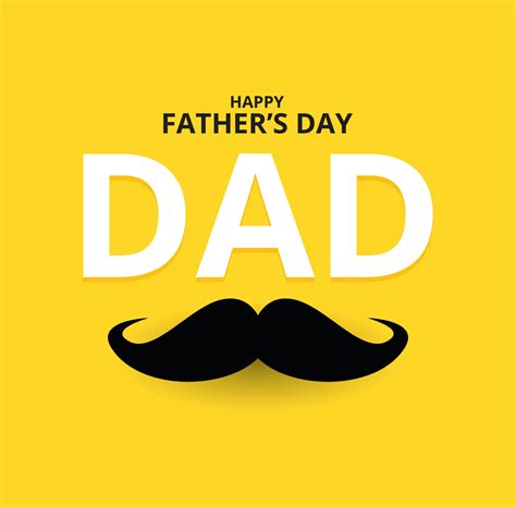 Happy Fathers Day On Yellow Background With A Mustache Love Dad