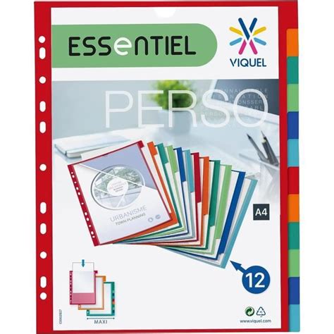 Viquel Lot De 12 Intercalaires A4 Maxi Format Personnalisables