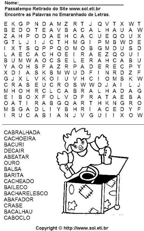 Caça Palavras Para Imprimir Atividade Ideal Para Aprendizado de