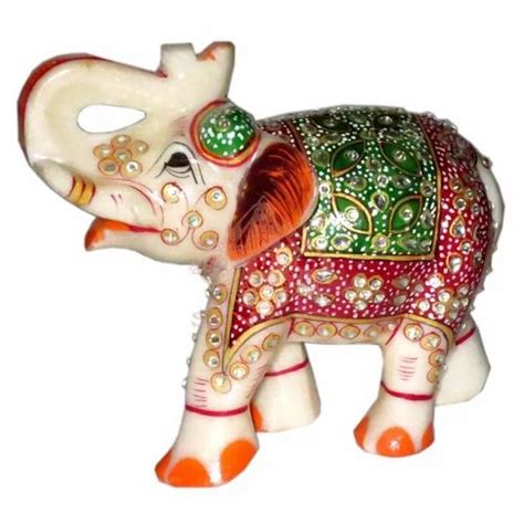 Multicolor Shrinath Art Gallery Marble Elephant With Painted Work At Rs